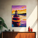 Ocean Buoy, Nautical Decor, Seaside Wall Art, Coastal Painting, Canvas Print, Living Room Wall Art, Beach House Art, Vibrant Watercolor