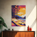 Forest Trees, Nature Art, Wilderness Decor, Vibrant Sunset, Framed Canvas Print, Cabin Wall Art, Rustic Home Decor, Scenic Landscape
