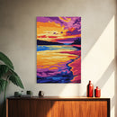 Beach Sunset, Tropical Art, Ocean Painting, Colorful Landscape, Framed Canvas Print, Coastal Home Decor, Living Room Wall Art, Seaside Art