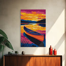 Canoe Reflection, Sunset Lake, Peaceful Waters, Framed Canvas Print, Nature Escape, Outdoor Decor, Bedroom Wall Art, Fall Vibes