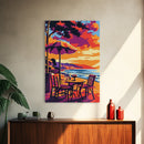 Sunset Canoe, Fiery Sky, Lake Horizon, Canvas Print, Serene Landscape, Home Wall Decor, Nature Aesthetic, Warm Tones, Fall Decor