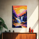 Waterfall Art, Scenic Nature Painting, Landscape Decor, National Park Print, Wilderness Scene, Framed Canvas Print, Living Room Art