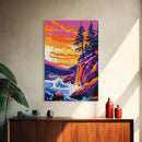 River Rapids Art, Nature Landscape Painting, Waterfall Print, Wilderness Wall Decor, Outdoor Adventure Art, Framed Canvas Print, Den Art