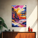 Lakeside Autumn Art, Landscape Painting, Vibrant Fall Foliage Print, Rustic Wall Decor, Cabin Art, Framed Canvas Print, Bedroom Art