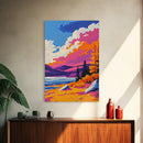 Autumn Lake, Nature Art, Fall Wall Decor, Mountain Reflection, Cozy Home Aesthetic, Rustic Style, Framed Canvas Print, Gift Idea