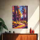 Tall Trees, Forest Pathway, Autumn Wall Art, Nature Landscape, Cabin Retreat Decor, Cozy Rustic Home, Framed Canvas Print, Gift Idea