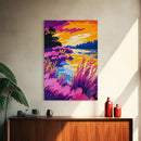 Colorful Lakeside, Canvas Print, Bold River Art, Nature Inspired Decor, Scenic Water View, Vibrant Landscape, Cozy Home Wall Art