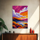 Coastal Sunset, Vibrant Sky, Ocean Landscape, Serene Beach Scene, Nautical Home Decor, Relaxing Artwork, Framed Canvas Print, Gift