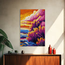 Sunset Beach Art, Ocean Wall Art, Colorful Landscape Painting, Coastal Canvas Print, Vibrant Sunset Decor, Large Wall Art, Boho Art