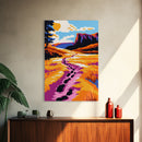 Mountain Trail Art, Vibrant Landscape Painting, Colorful Nature Print, Rustic Canvas Print, Living Room Wall Art, Boho Home Decor
