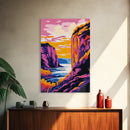Canyon River Painting, Colorful Nature Art, Sunset Landscape Canvas Print, Southwest Wall Art, Living Room Decor, Boho Wall Art