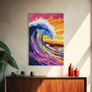 Ocean Wave Painting, Vibrant Seascape Wall Art, Colorful Beach Print, Surf Canvas Print, Coastal Home Decor, Nautical Wall Art