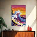 Big Wave Art, Colorful Ocean Painting, Surf Canvas Print, Coastal Beach Wall Decor, Modern Seascape Art, Nautical Home Wall Art