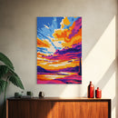 Dramatic Sky Art, Vibrant Sunset Painting, Colorful Landscape Canvas Print, Nature Wall Art, Modern Home Decor, Living Room Wall Art