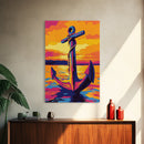 Anchor Sunset Art, Canvas Print, Nautical Wall Decor, Maritime Artwork, Coastal Sunset, Ocean Lover Gift, Modern Seascape, Beach House