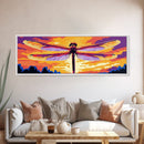 Dragonfly Art, Sunset Canvas Print, Nature Decor,  Colorful Framed Canvas, Boho Wall Art, Vibrant Bedroom Art, Insect Illustration,
