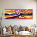 Fallen Tree, Nature Art, Mountain Landscape, Framed Canvas Print, Colorful Wall Art, Rustic Living Room Decor, Vibrant Painting