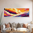 Dramatic Sky, Sunset Cloud Painting, Colorful Abstract Art, Modern Wall Decor, Framed Canvas Print, Living Room Wall Art, Vibrant