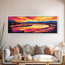 Autumn River, Sunset Landscape Painting, Colorful Nature Print, Scenic Wall Art, Framed Canvas Print, Living Room Decor, Boho Art