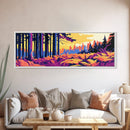 Enchanted Forest, Sunset Glow Painting, Vibrant Woodland Art, Nature Lover Gift, Framed Canvas Print, Living Room Wall Art, Cozy