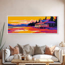 Lakeside Porch, Sunset Reflection, Rustic Cabin Art, Framed Canvas Print, Home Wall Decor, Peaceful Landscape, Autumn Aesthetic