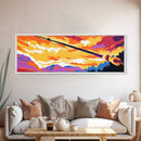Fishing Rod, Mountain Stream, Outdoor Adventure, Nature Escape, Framed Canvas Print, Home Decor, Cabin Wall Art, Fisherman Gift
