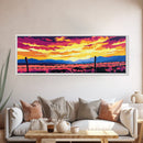 Barbed Wire, Western Sunset, Rural Landscape, Canvas Print, Cowboy Wall Art, Rustic Home Decor, Vibrant Sky, Country Aesthetic