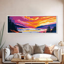 Sunset Clouds, Mountain Lake, Nature Painting, Canvas Print, Boho Wall Decor, Serene Landscape, Warm Color Palette, Fall Vibes