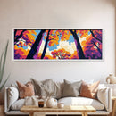 Sky View, Autumn Trees, Nature Perspective, Framed Canvas Print, Modern Wall Art, Fall Painting, Vibrant Home Decor, Seasonal Aesthetic