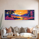 Mountain Cabin, Sunset Lake, Remote Getaway, Framed Canvas Print, Rustic Home Wall Art, Nature Retreat, Warm Aesthetic, Living Room Decor