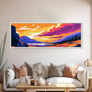 Rolling Hills, Sunset Sky, Colorful Landscape, Framed Canvas Print, Scenic Nature Decor, Vibrant Home Aesthetic, Serene Painting