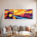 Sunset Cliff, Vibrant Nature Art, Landscape Wall Decor, Framed Canvas Print, Colorful Sunset Painting, Large Wall Art, Gift Idea