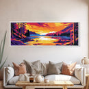 Forest Lake, Autumn Landscape Art, Cozy Fall Wall Decor, Framed Canvas Print, Vibrant Nature Painting, Cabin Home Accent, Gift Idea