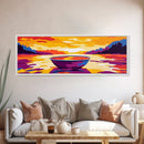 Boat Reflection, Peaceful Lake Art, Minimalist Wall Decor, Framed Canvas Print, Serene Nature Painting, Sunset Water Scene, Gift Idea