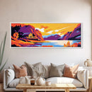 Rustic Cabin, Mountain Landscape, Autumn Wall Art, Vibrant Nature Scene, Living Room Decor, Framed Canvas Print, Boho Wall Art