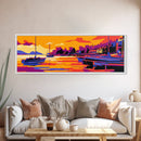 Sailing Boats, Waterfront Sunset, Coastal Landscape, Nautical Theme, Modern Home Decor, Canvas Print, Living Room Wall Art