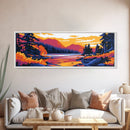 Serene Lake, Mountain Reflection, Nature Inspired Art, Fall Landscape, Cozy Home Decor, Framed Canvas Print, Rustic Wall Art