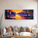 Sunset Reflection, Tranquil River, Forest Landscape, Cozy Nature Scene, Canvas Print, Modern Rustic Decor, Bedroom Wall Art