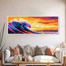 Rolling Wave, Surf Art, Ocean Wall Decor, Vibrant Seascape, Surfer Gift, Coastal Living, Summer Beach, Framed Canvas Print