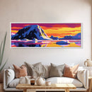 Icy Mountain, Sunset Over Ice, Vibrant Frozen Landscape, Cool Color Palette, Arctic Beauty, Bold Wall Art, Canvas Print