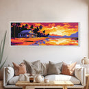 Beach House, Tropical Sunset, Coastal Retreat, Canvas Print, Vacation Wall Art, Vibrant Colors, Relaxing Home Decor, Island Life