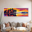 Autumn Reflection, Fall Landscape, Nature Wall Art, Warm Sunset, Tranquil Lake, Cabin Decor, Vibrant Colors, Framed Canvas Print