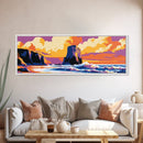 Coastal Cliffs, Ocean Sunset, Bold Seascape, Modern Beach Art, Tropical Vibes, Relaxing Scenery, Living Room Wall Art, Framed Canvas Print