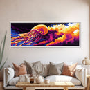 Jellyfish Glow, Ocean Art, Underwater Scene, Vibrant Colors, Marine Life, Surreal Design, Unique Wall Decor, Canvas Print