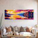 Tranquil Reflections, Nature Scene, Bold Colors, Relaxing Wall Art, Lakeside View, Wilderness Escape, Framed Canvas Print