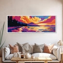 Vibrant Lake Sunset, Nature Art, Colorful Landscape, Living Room Decor, Framed Canvas Print, Cozy Cabin, Bright Wall Art, Autumn Home