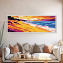 Coastal Sunset, Beach Wall Art, Ocean Waves, Seaside Decor, Framed Canvas Print, Summer Home, Vibrant Landscape, Boho Art