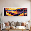 Hammock Escape, Relaxing Wall Art, Lakeside Decor, Cozy Home, Framed Canvas Print, Nature Lover, Rustic Retreat, Cabin Vibes