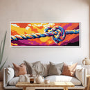 Nautical Rope, Boho Wall Art, Ocean Decor, Rustic Home, Framed Canvas Print, Vibrant Colors, Coastal Aesthetic, Seaside Retreat
