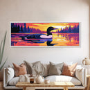 Loon on Lake, Nature Wildlife Art, Tranquil Water Scene, Rustic Home Decor, Framed Canvas Print, Cabin Wall Art, Peaceful Living Room Art